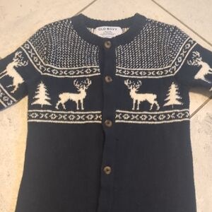 Old Navy Navy Blue Cardigan with White Deer Pattern